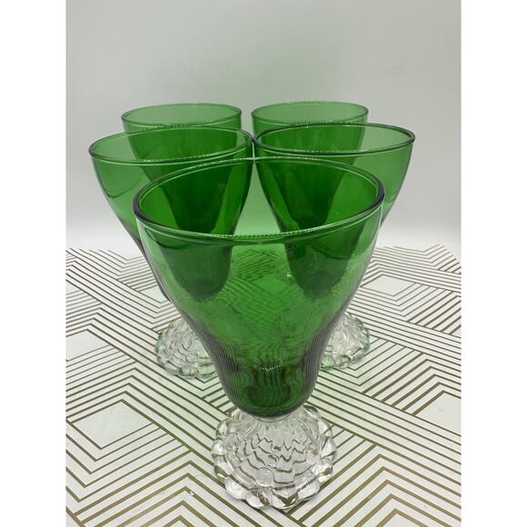 Anchor Hocking Burple-Inspiration Green Water Goblet Set Of 5 - Picture 1 of 6